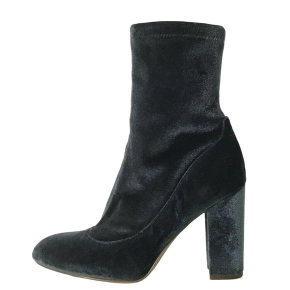 Sam Edelman Calexa Sock Bootie Women's Size 6.5 Blue Velvet 3.75" Block Heel Zip - Picture 1 of 10